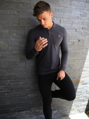 Harrow Long-Sleeve Polo Shirt - Charcoal
