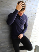 Harrow Long-Sleeve Polo Shirt - Navy