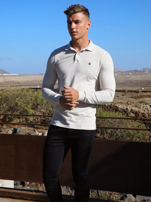 Harrow Long-Sleeve Polo Shirt - Stone