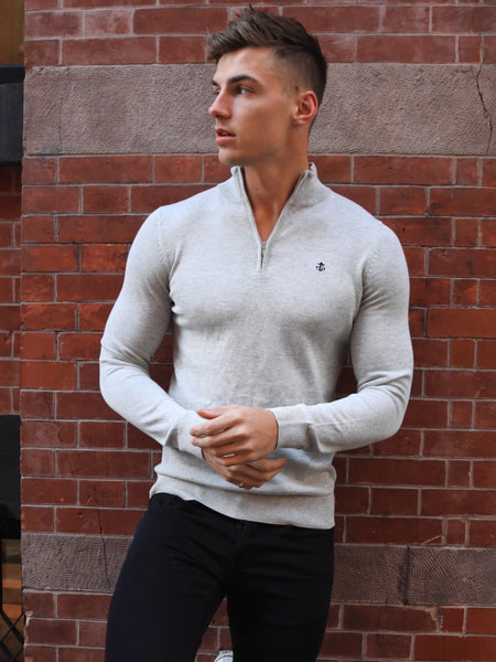 Mens grey hot sale zip jumper