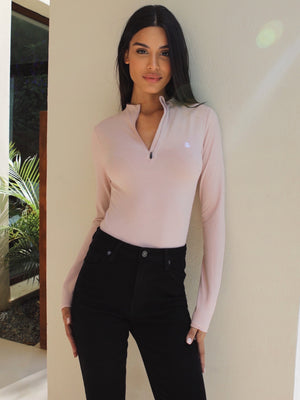 Kendall 1/4 Zip Bodysuit - Pink