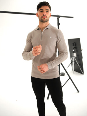 Aspen Long Sleeve Polo - Stone