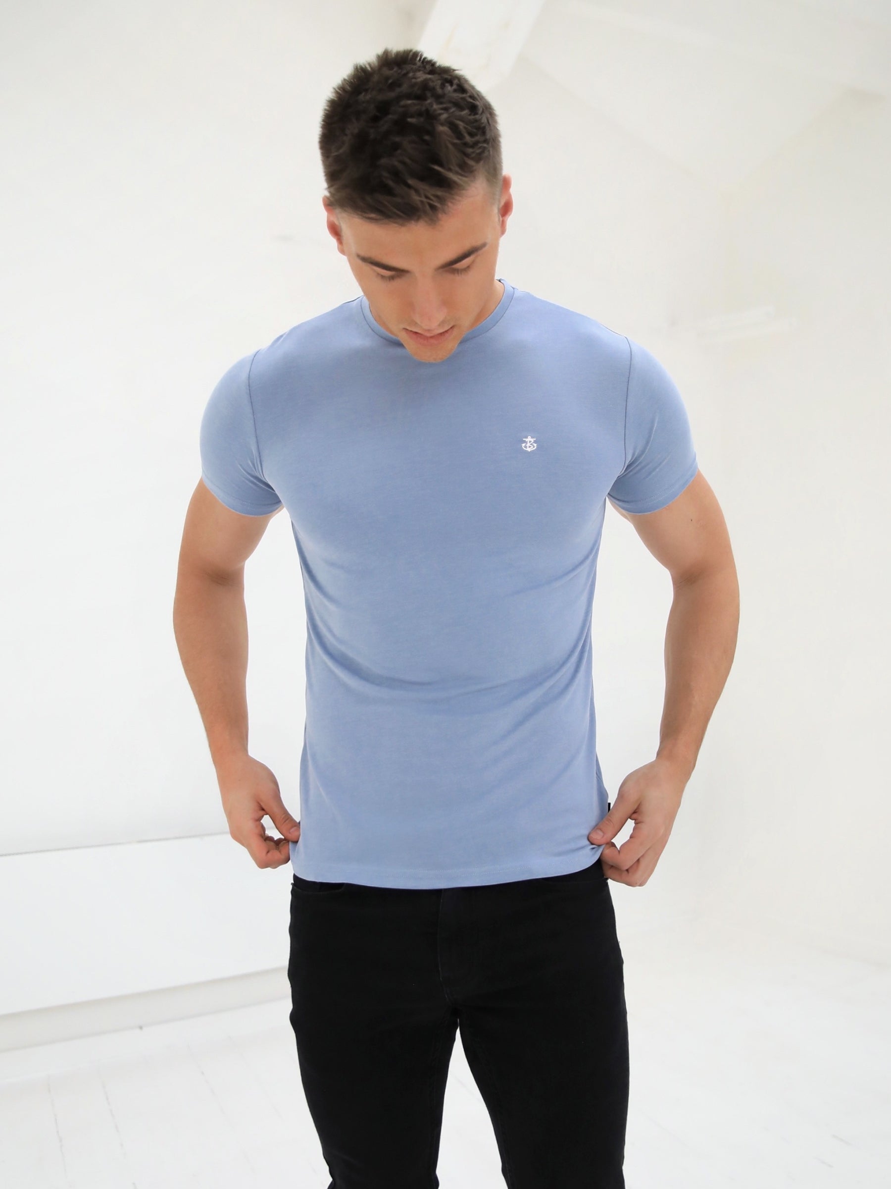 plain blue t shirt mens