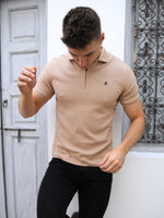 Amot Textured Polo Shirt - Light Brown