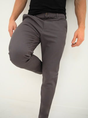 Cavill Slim Fit Tailored Chinos - Charcoal