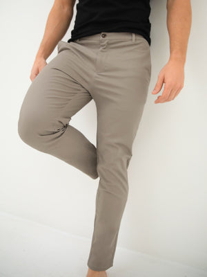Cavill Slim Fit Tailored Chinos - Light Grey