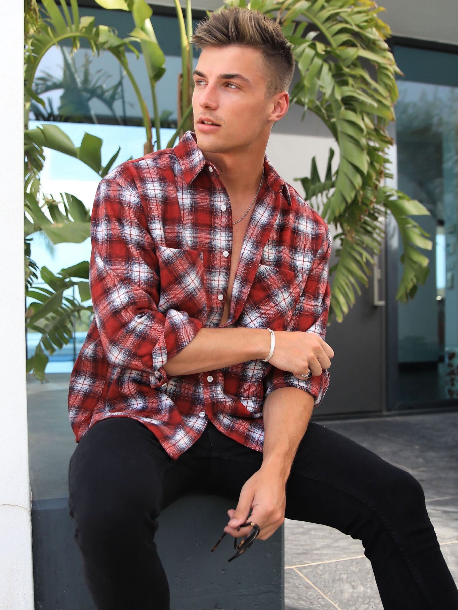 flannel shirt red 15407 Flannels Black Island