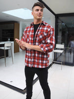 Maine Oversized Plaid Shirt - Red