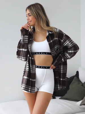 Dayton Womens Oversized Check Shirt - Brown