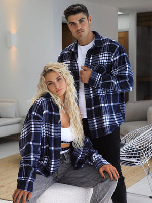 Dayton Oversized Check Shirt - Navy