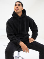 Borg Oversized Hoodie - Black