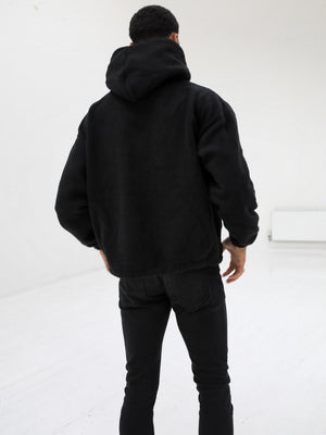 Borg Oversized Hoodie - Black
