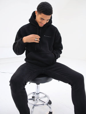 Borg Oversized Hoodie - Black