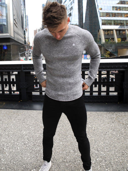 Black jumper 2025 grey jeans