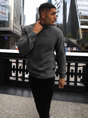 Hemsworth Roll Neck Jumper - Charcoal