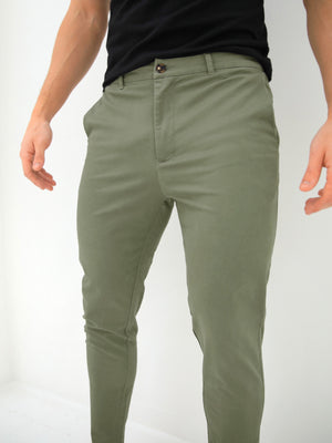 Kingsley Slim Fit Tailored Chinos - Sage Green