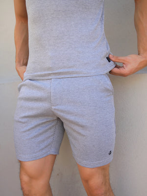 Midar Check Shorts - Light Grey