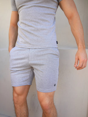 Midar Check Shorts - Light Grey
