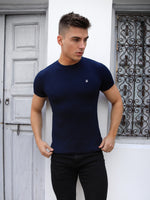 Akka Textured T-Shirt - Navy