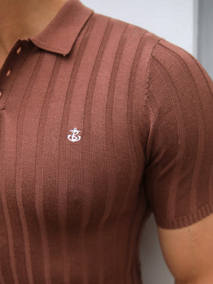 Sidi Textured Stripe Polo - Brown