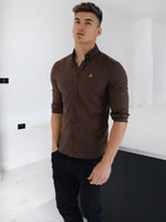 Holbrook Fitted Stretch Shirt - Coffee