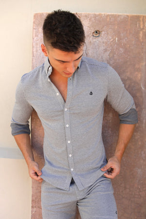 Midar Check Shirt - Light Grey