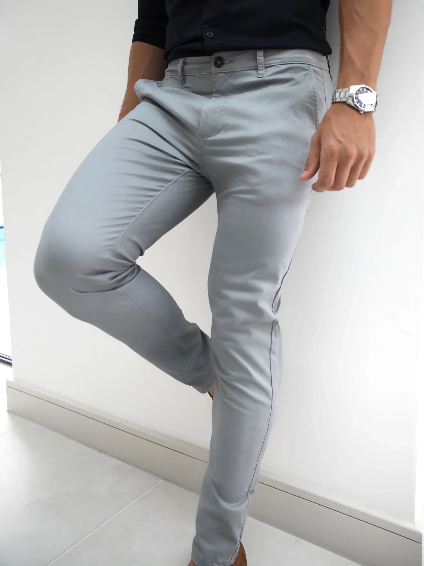 Blakely Clothing Mens Light Grey Stretch Chinos | Free delivery on ...