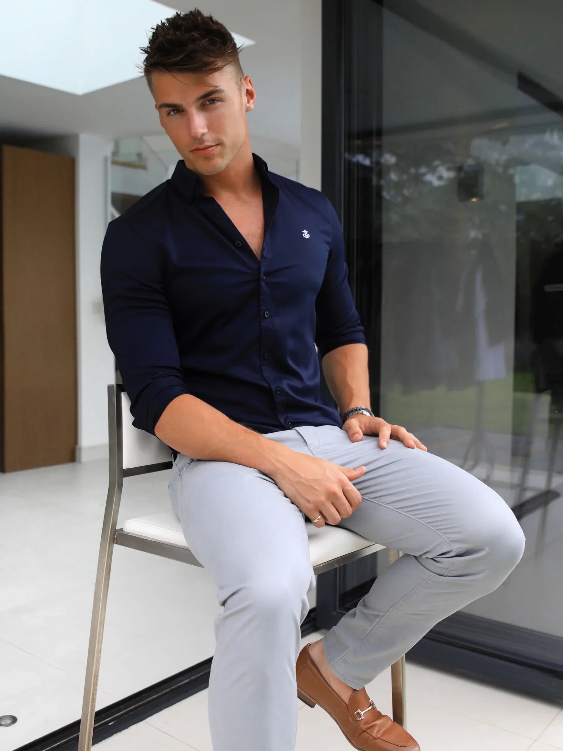 Shirt Best Navy Chinos White Polo T-shirt With Midnight Blue