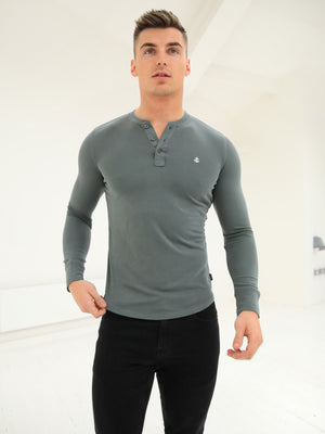Henley Brushed Soft T-Shirt - Sage Green