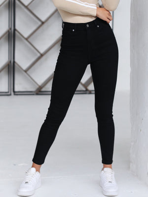 High Waisted Skinny Jeans - Black