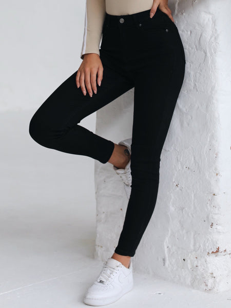 Absent Skinny Jeans in Solid Black  Hallensteins NZ