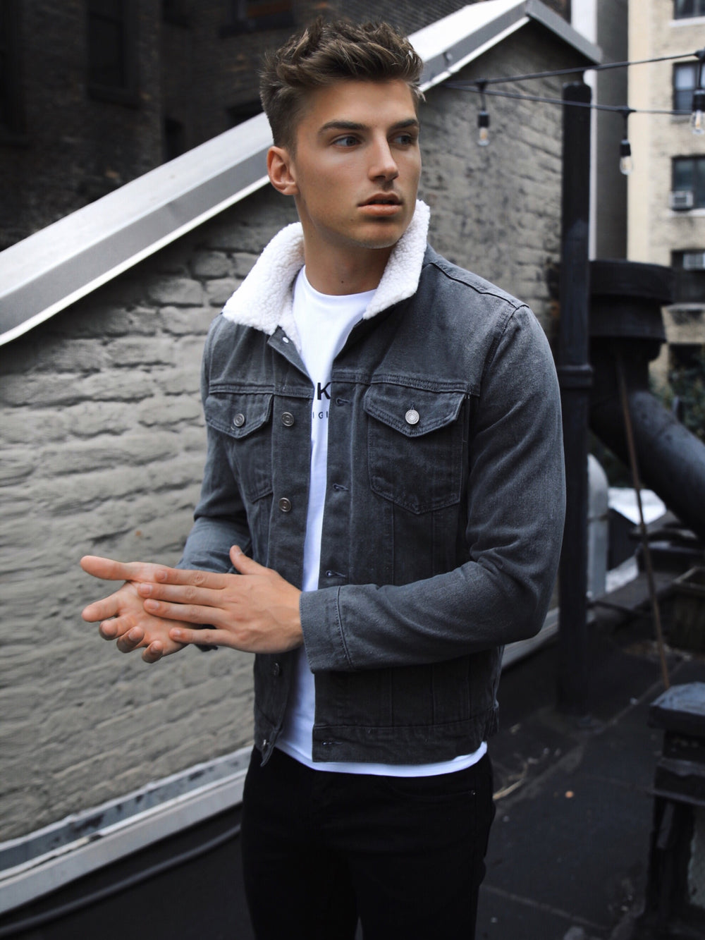 Blakely Clothing Boston Mens Grey Denim Jacket | Free delivery on ...