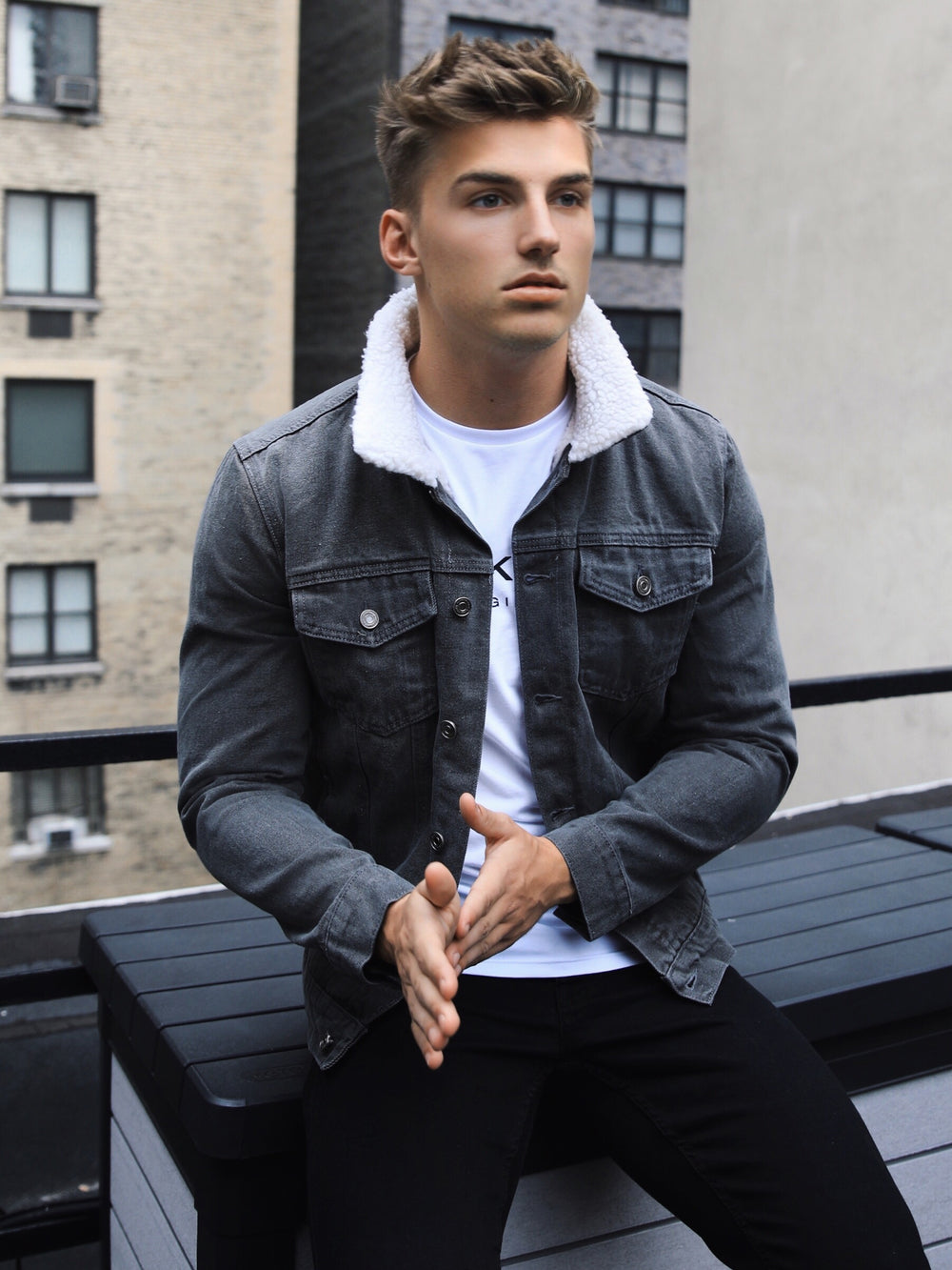 Blakely Clothing Boston Mens Grey Denim Jacket | Free delivery on ...