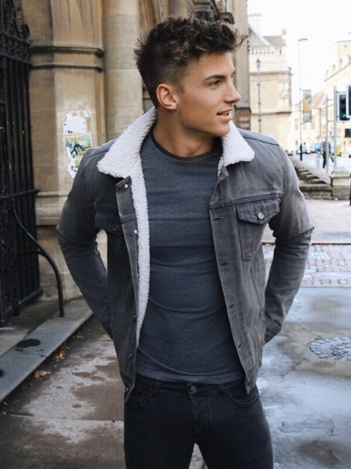 Blakely Clothing Boston Mens Grey Denim Jacket | Free delivery on ...