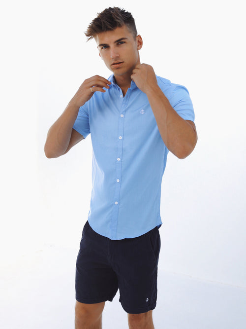 Blakely Clothing Canberra Mens Blue Short Sleeve Shirt | Free delivery ...