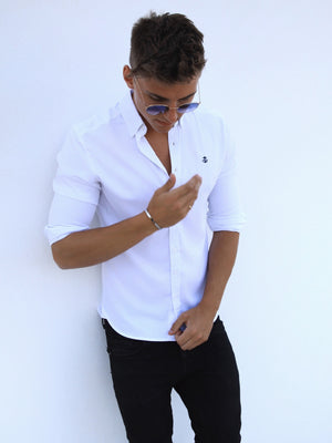 Caspian Fitted Stretch Shirt - White