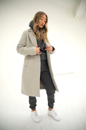 Mabel Tailored Longline Coat - Grey