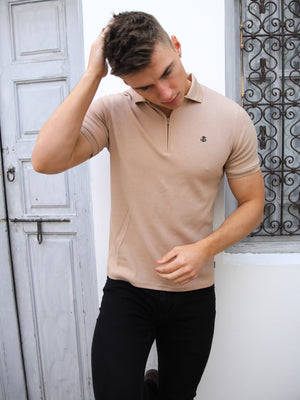 Amot Textured Polo Shirt - Light Brown