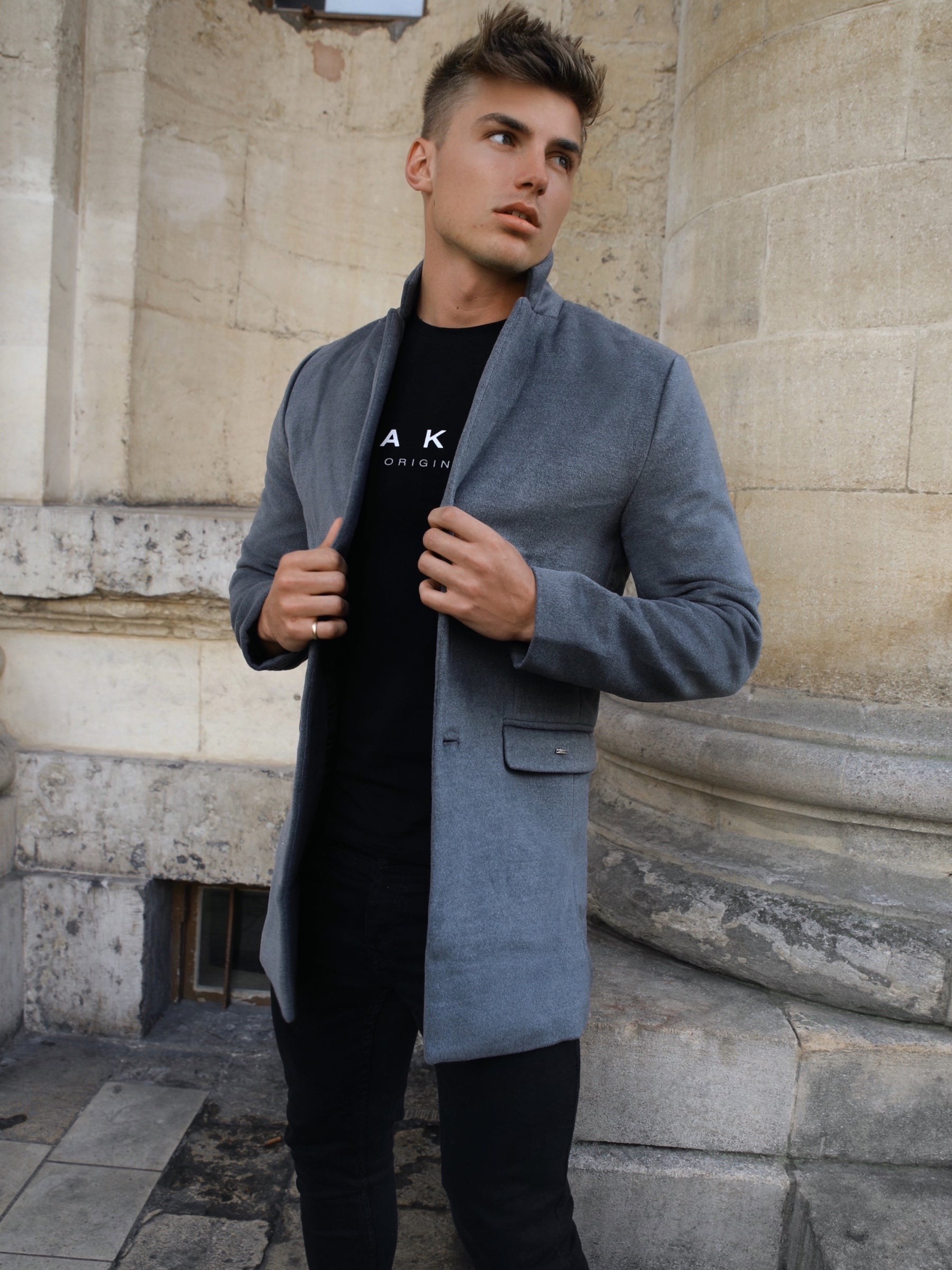 Grey on sale peacoat mens