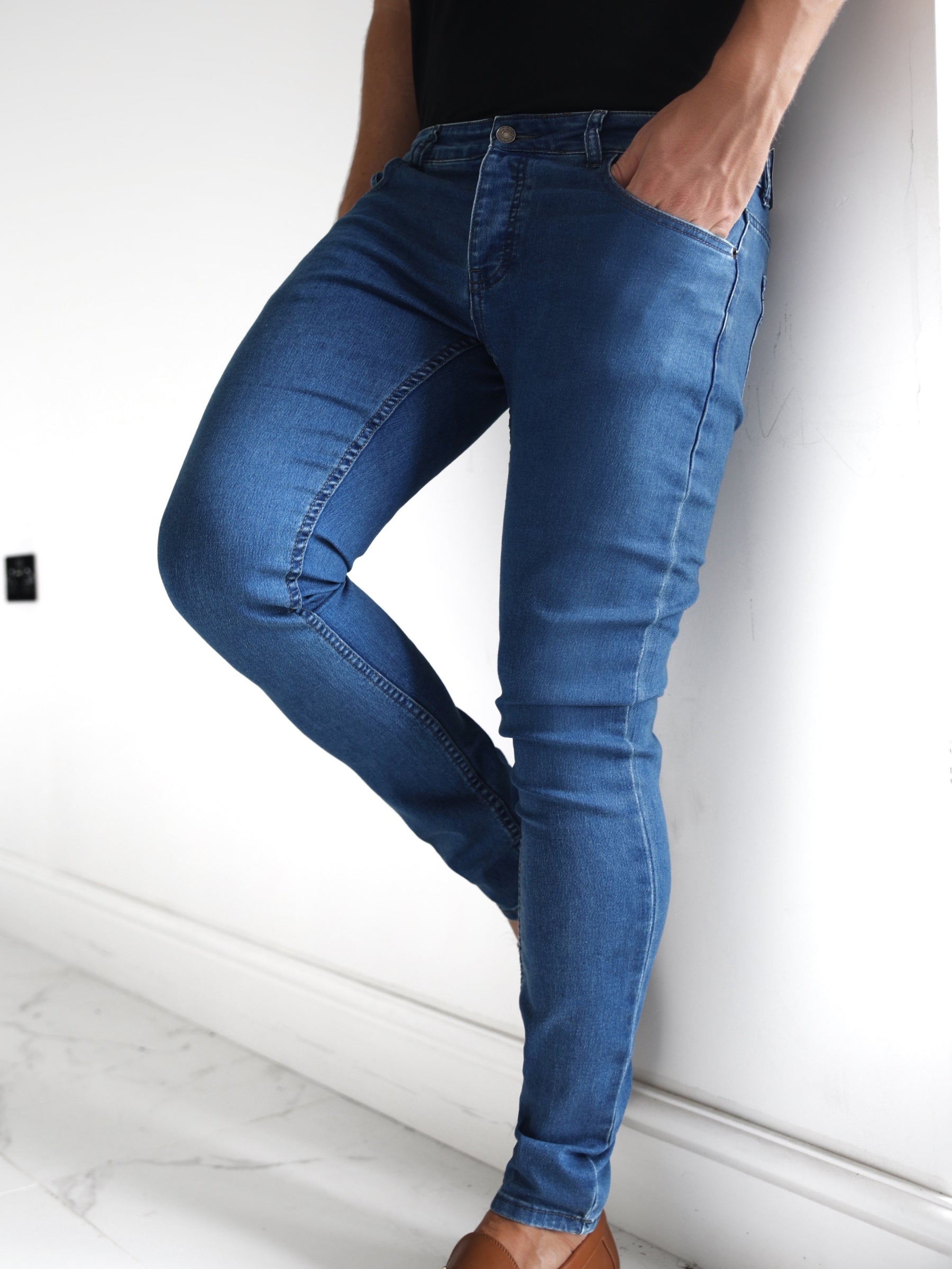 Boohoo Mens Stretch Skinny Jeans Plus Size Skin Tight Jeans For