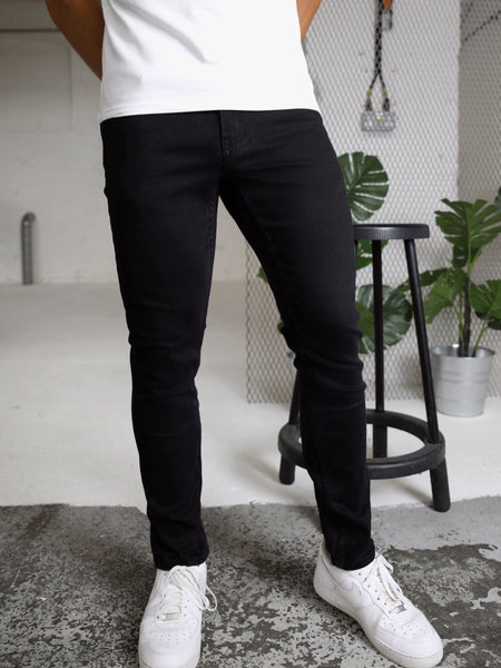 Men's Black Polycotton Slim Jeans