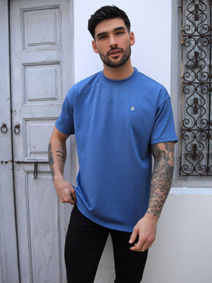 Ceuta Textured Oversized T-Shirt - Blue
